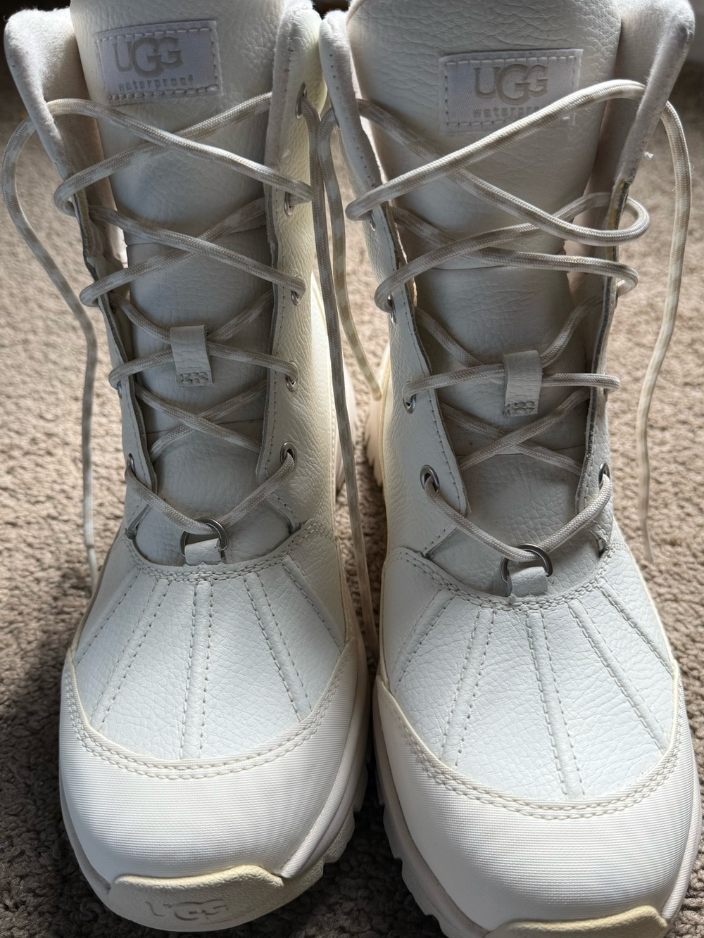 UGG Women's White Lace-Up Waterproof Winter Boots